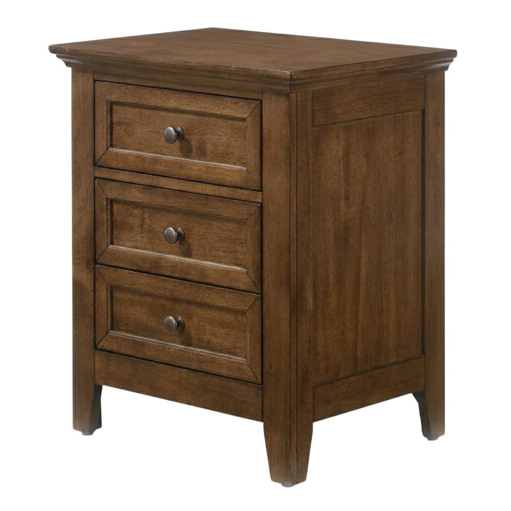 Transitional Wood Nightstand in Finish with 3 Drawers