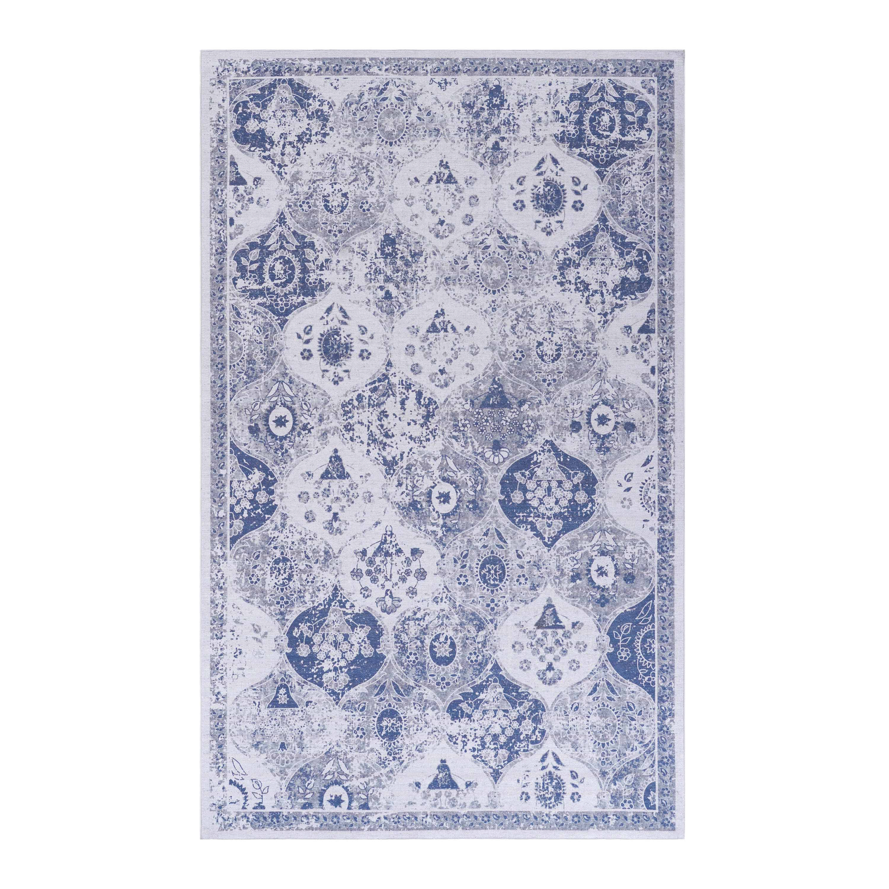 Blue Area Rug 5x8, Washable Rug, Low-Pile, Non-Slip, Non-Shedding, Foldable, Kid & Pet Friendly - Area Rugs for living room, bedroom, kitchen, dining room rug - Perfect Gifts, (Blue, 5' x 8')