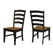 Two-Tone Dining Chairs Set of 2 with Distressed Finish and Solid Rubberwood