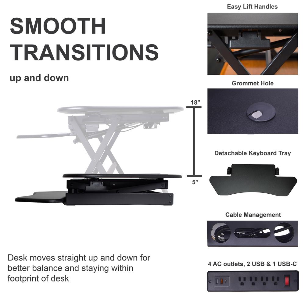 Rocelco 46" Height Adjustable Corner Standing Desk Converter