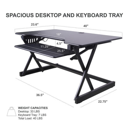 Rocelco 40" Height Adjustable Standing Desk Converter