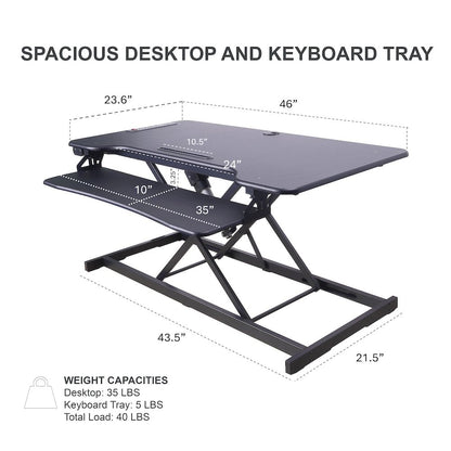 46" Electric Standing Desk Converter with AC Outlet USB Charger