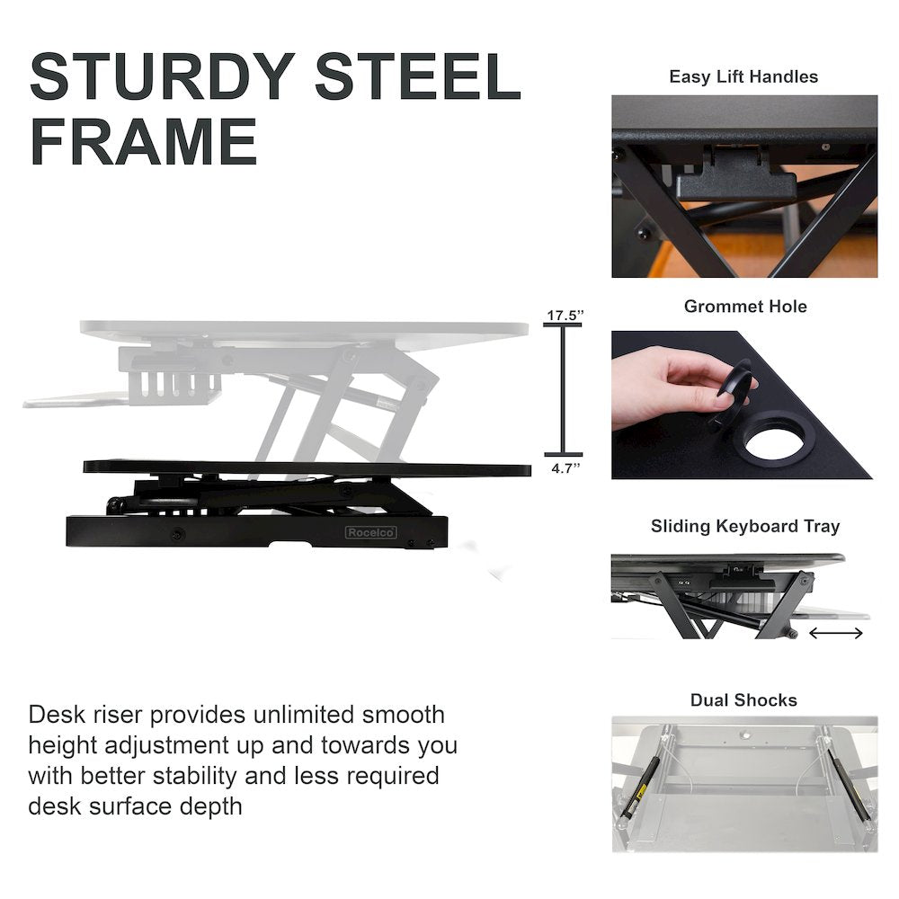 45" Height Adjustable Standing Desk Converter with Triple Monitor Mount