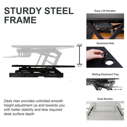 45" Height Adjustable Standing Desk Converter with Triple Monitor Mount