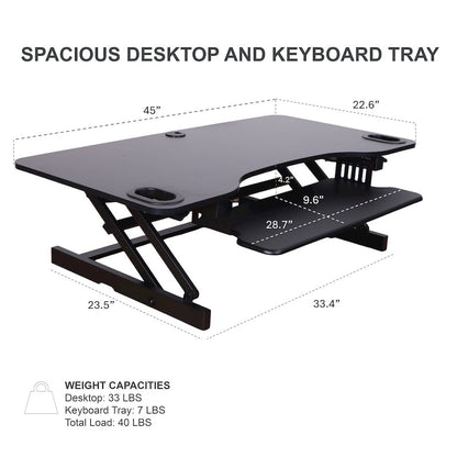 45" Height Adjustable Standing Desk Converter with Triple Monitor Mount
