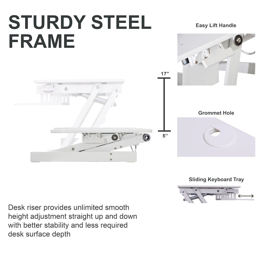 37.5" Height Adjustable Standing Desk Converter with Dual Monitor Mount and Anti-Fatigue Mat