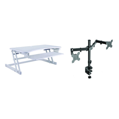 37.5" Height Adjustable Standing Desk Converter with Dual Monitor Mount