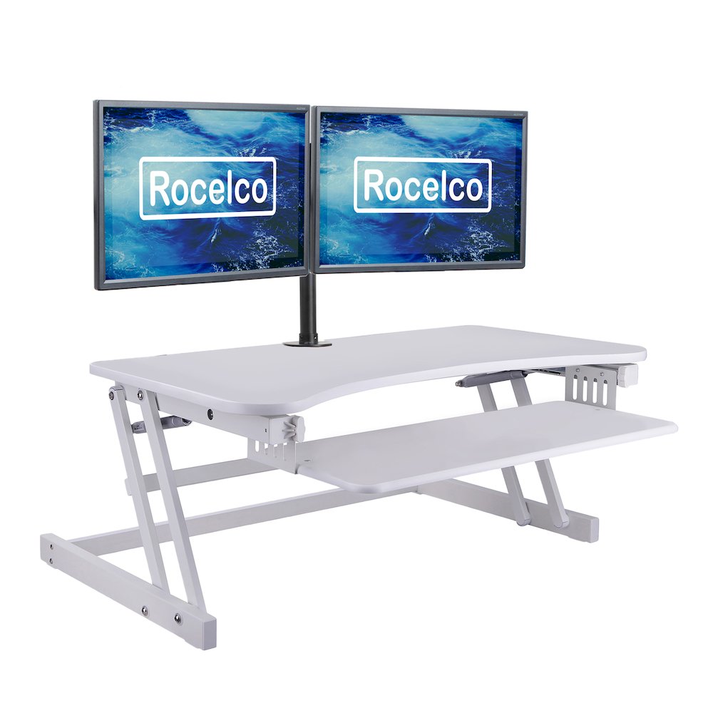 37.5" Height Adjustable Standing Desk Converter with Dual Monitor Mount