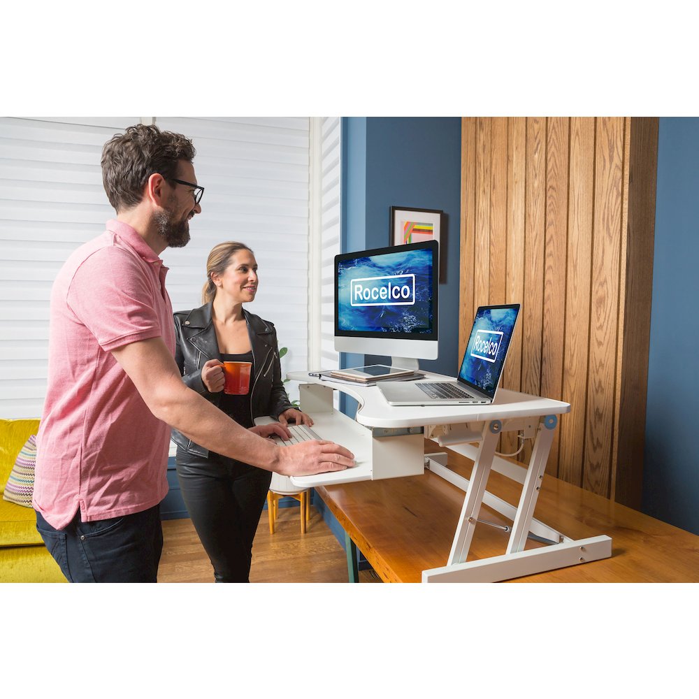 37.5" Height Adjustable Standing Desk Converter with Dual Monitor Mount