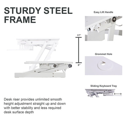 37.5" Height Adjustable Standing Desk Converter with Dual Monitor Mount