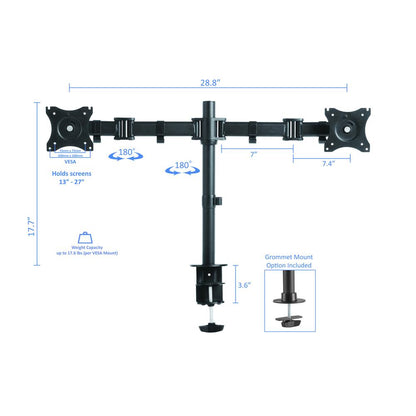 Rocelco 46" Height Adjustable Corner Standing Desk Converter with Dual Monitor Arm BUNDLE - Quick Sit Stand Up Computer Workstation Riser - Extra Large Keyboard Tray - Teak Wood Grain (R CADRG-46-DM2)