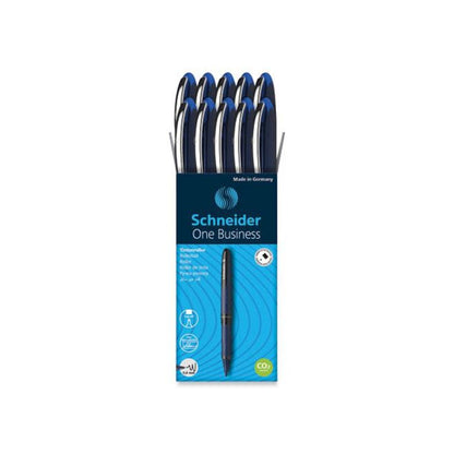 One Business Roller Ball Pen, Stick, Fine 0.6 mm, Blue Ink, Blue Barrel, 10/Box