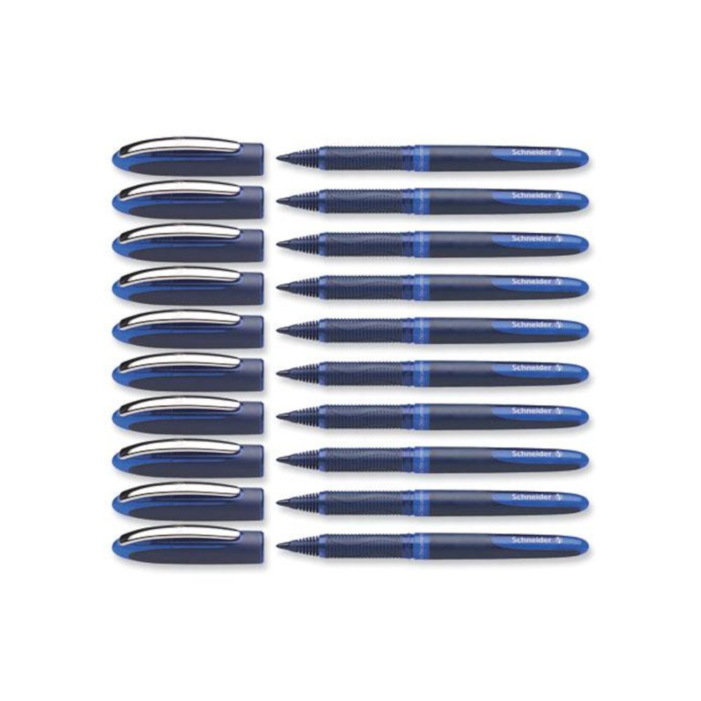 One Business Roller Ball Pen, Stick, Fine 0.6 mm, Blue Ink, Blue Barrel, 10/Box