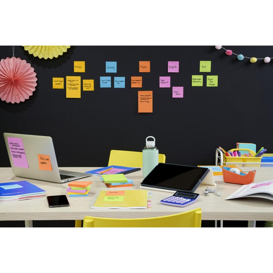 Post-it&reg; Super Sticky Notes - Energy Boost Color Collection - 2" x 2" - Square - 90 Sheets per Pad - Multicolor - Paper - Super Sticky, Adhesive, Recyclable, Residue-free - 1620 / Pack