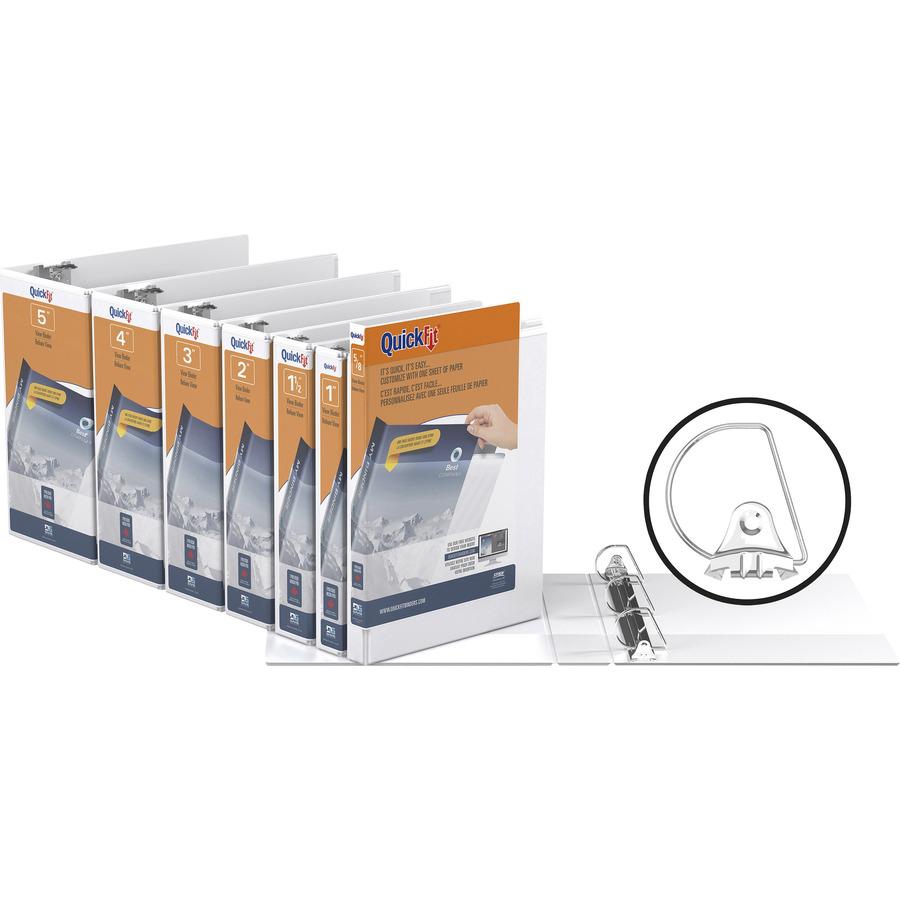QuickFit D-Ring View Binders - 4" Binder Capacity - Letter - 8 1/2" x 11" Sheet Size - 4" Ring - D-Ring Fastener(s) - 2 Internal Pocket(s) - Vinyl, Steel - White - Recycled - Print-transfer Resistant,