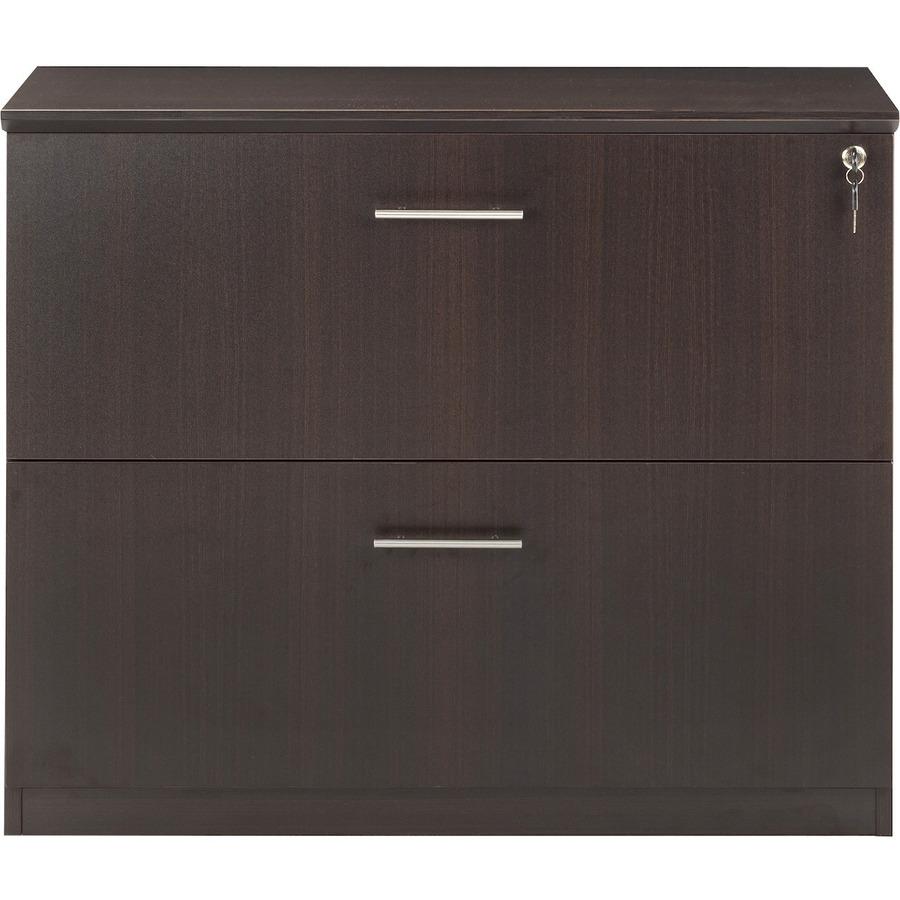 Safco Medina Mocha Laminate Office Unit - 1" Work Surface, 36" x 20"29.5" Lateral File, 0" Table Top, 11.9"9.1" Drawer - File Drawer(s) - Beveled Edge - Material: Medium Density Fiberboard (MDF) - Fin