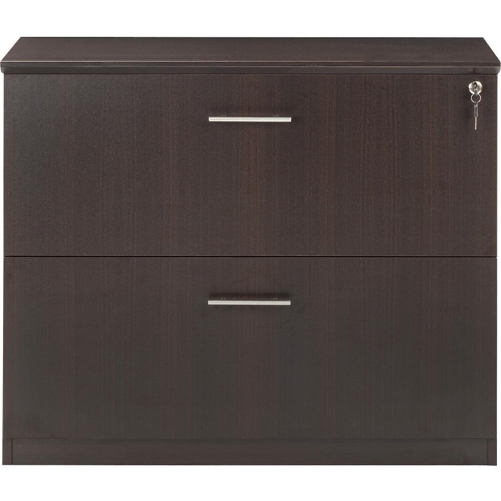Safco Medina Mocha Laminate Office Unit - 1" Work Surface, 36" x 20"29.5" Lateral File, 0" Table Top, 11.9"9.1" Drawer - File Drawer(s) - Beveled Edge - Material: Medium Density Fiberboard (MDF) - Fin