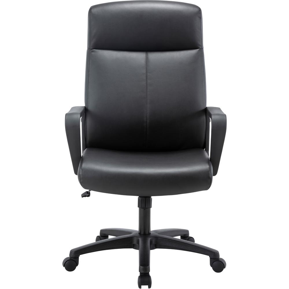 Lorell High-Back Bonded Leather Chair - Black Bonded Leather Seat - Black Bonded Leather Back - High Back - Armrest - 1 Each