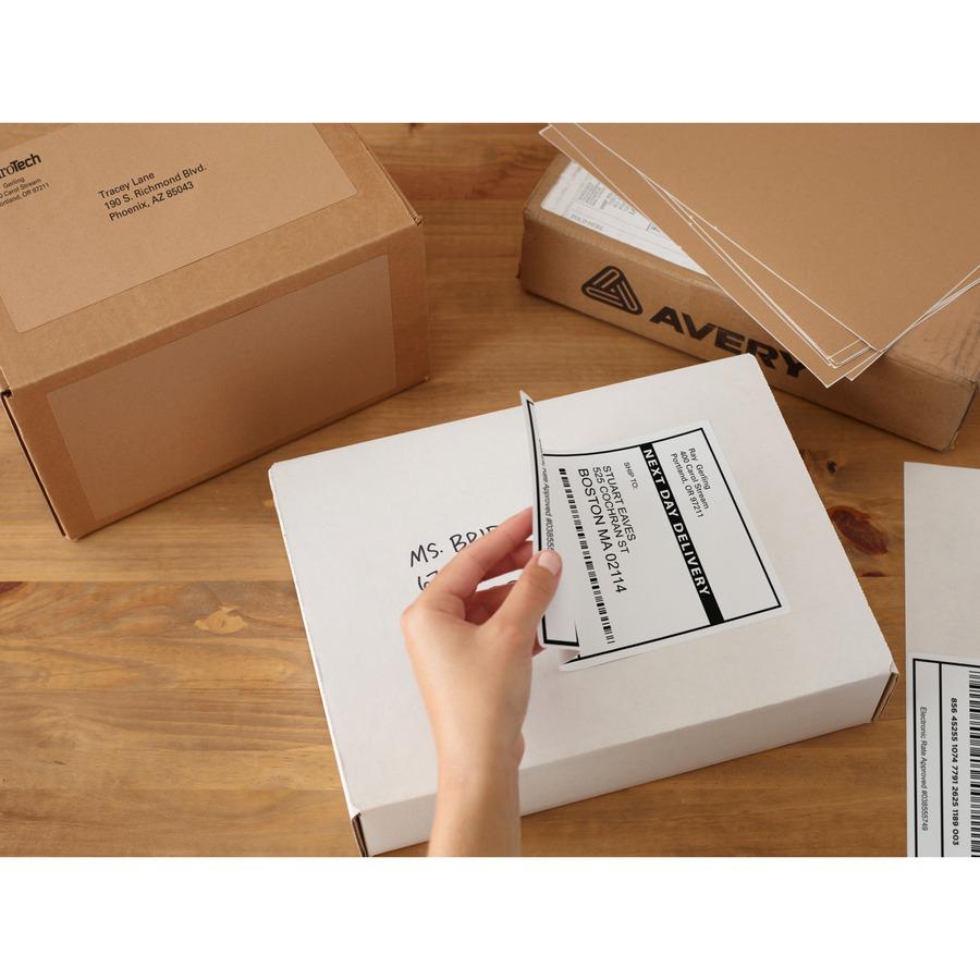 Avery&reg; TrueBlock Paper Receipt Shipping Labels - 5 1/16" Width x 7 5/8" Length - Permanent Adhesive - Rectangle - Inkjet - White - Paper - 1 / Sheet - 125 Total Sheets - 125 Total Label(s) - 5 / C