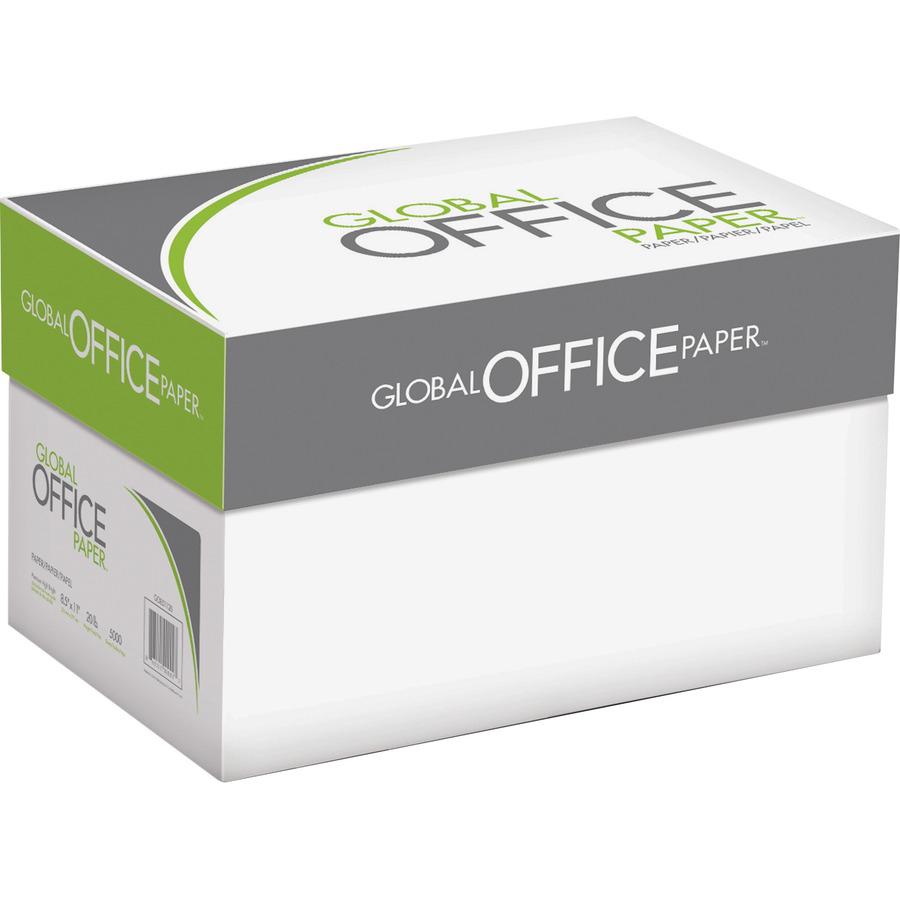 Global Office Premium Multipurpose Paper - White - 96 Brightness - Letter - 8 1/2" x 11" - 20 lb Basis Weight - 10 / Carton - 500 Sheets per Ream - White