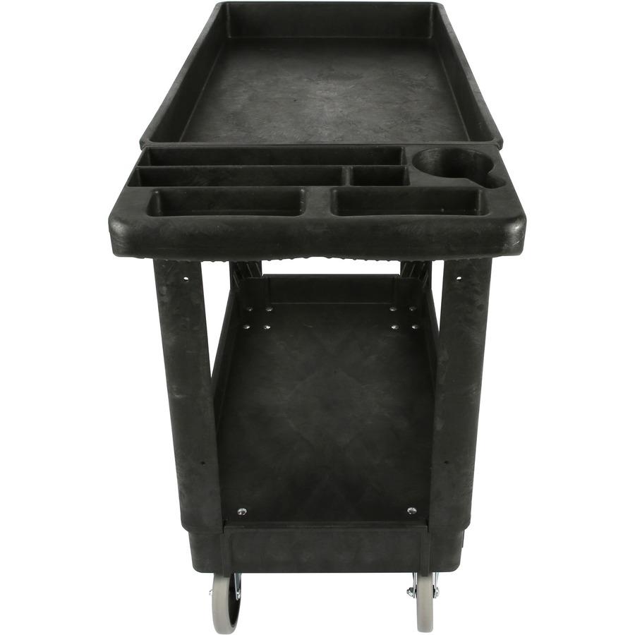 Lorell Storage Bin Utility Cart - 550 lb Capacity - 4 Casters - 5" Caster Size - Structural Foam - x 37.5" Width x 17" Depth x 39" Height - Black - 1 Each