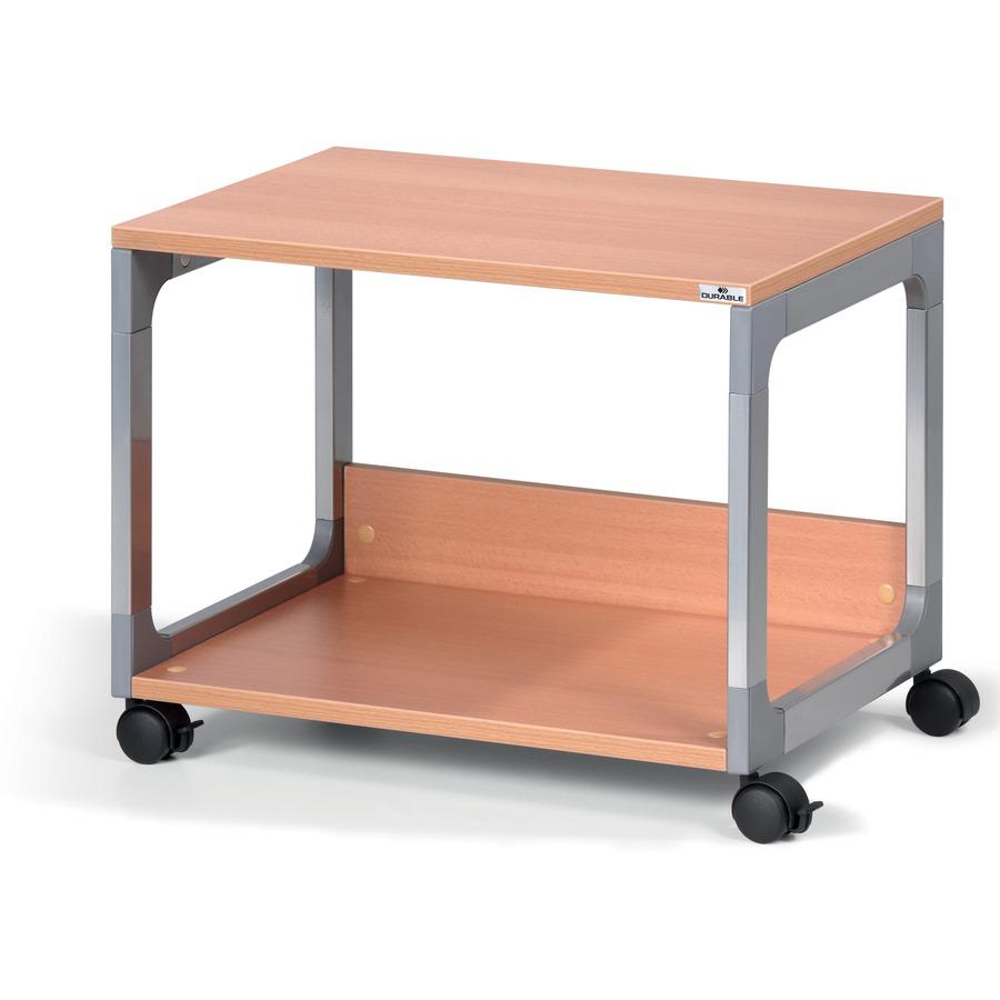 DURABLE System 48 Multifunction Trolley - 2 Shelf - 4 Casters - Metal, Steel, Melamine, Hardboard, Fiberglass, Plastic - x 3.6" Width x 17" Depth x 18.8" Height - Silver, Beech - 1 Each