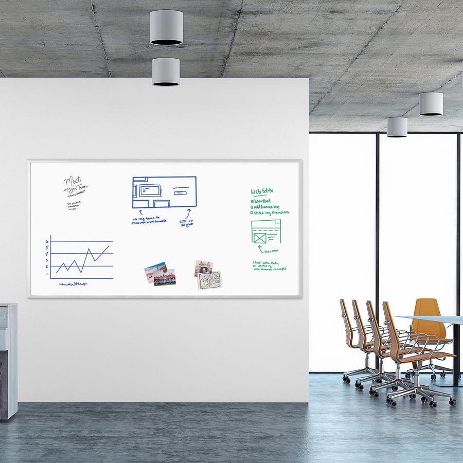 U Brands Magnetic Dry Erase Board - 47" (3.9 ft) Width x 95" (7.9 ft) Height - White Painted Steel Surface - Silver Aluminum Frame - Rectangle - Horizontal/Vertical - Magnetic - 1 Each