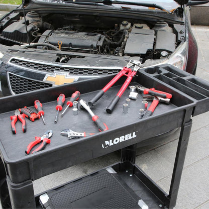 Lorell Storage Bin Utility Cart - 550 lb Capacity - 4 Casters - 5" Caster Size - Structural Foam - x 37.5" Width x 17" Depth x 39" Height - Black - 1 Each