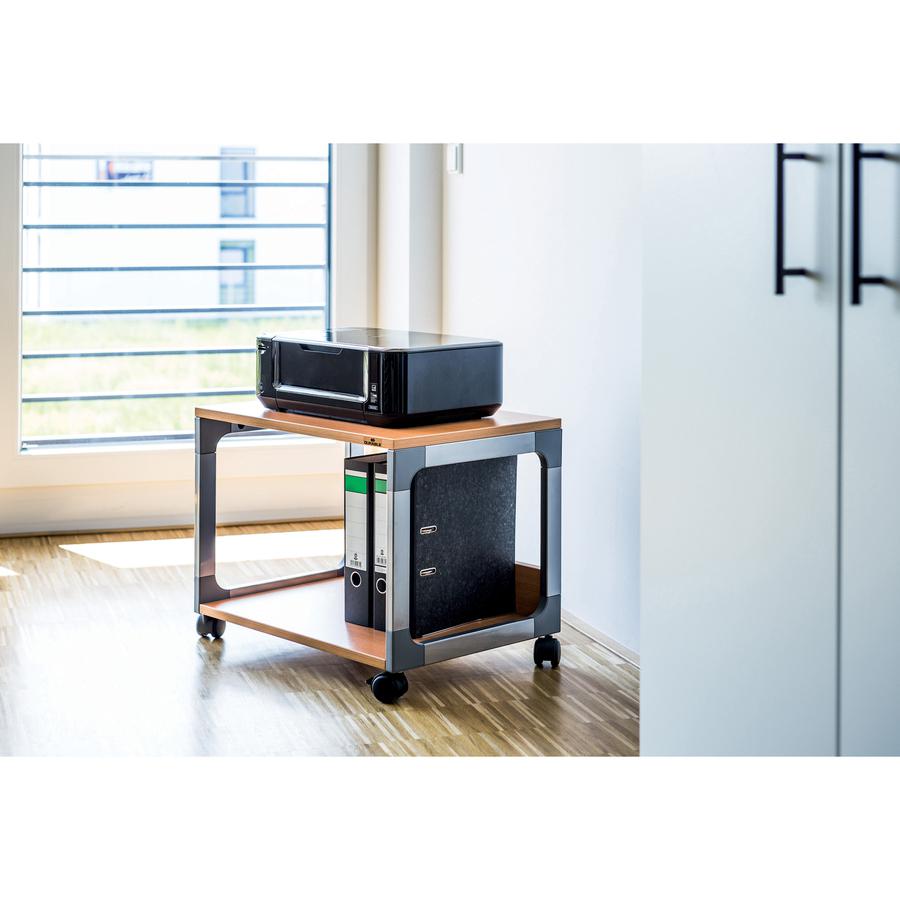 DURABLE System 48 Multifunction Trolley - 2 Shelf - 4 Casters - Metal, Steel, Melamine, Hardboard, Fiberglass, Plastic - x 3.6" Width x 17" Depth x 18.8" Height - Silver, Beech - 1 Each