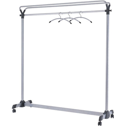 Alba Upper Shelf Double-sided Garment Rack - 50 x Coat - 66.9" Height x 19.7" Width59.1" Length%Floor - Caster, Sturdy - Silver - Steel, Plastic - 1 Each