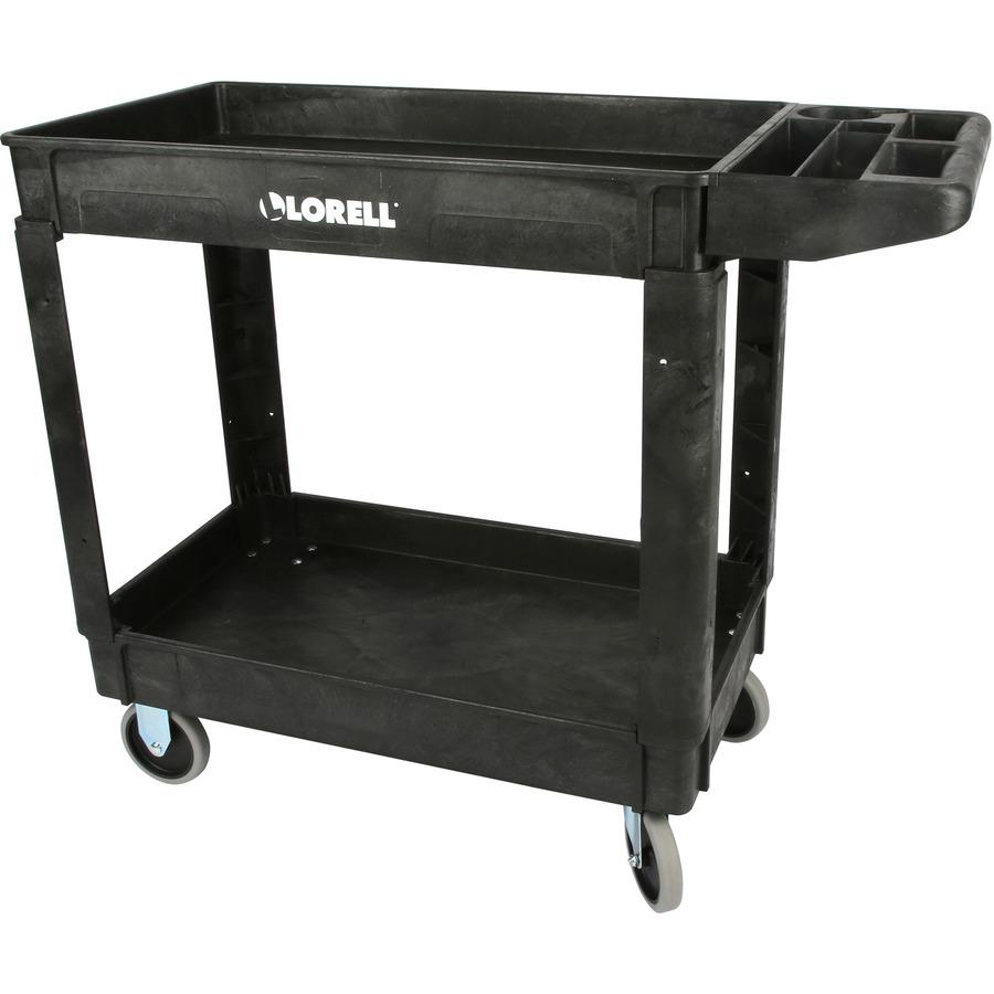 Lorell Storage Bin Utility Cart - 550 lb Capacity - 4 Casters - 5" Caster Size - Structural Foam - x 37.5" Width x 17" Depth x 39" Height - Black - 1 Each