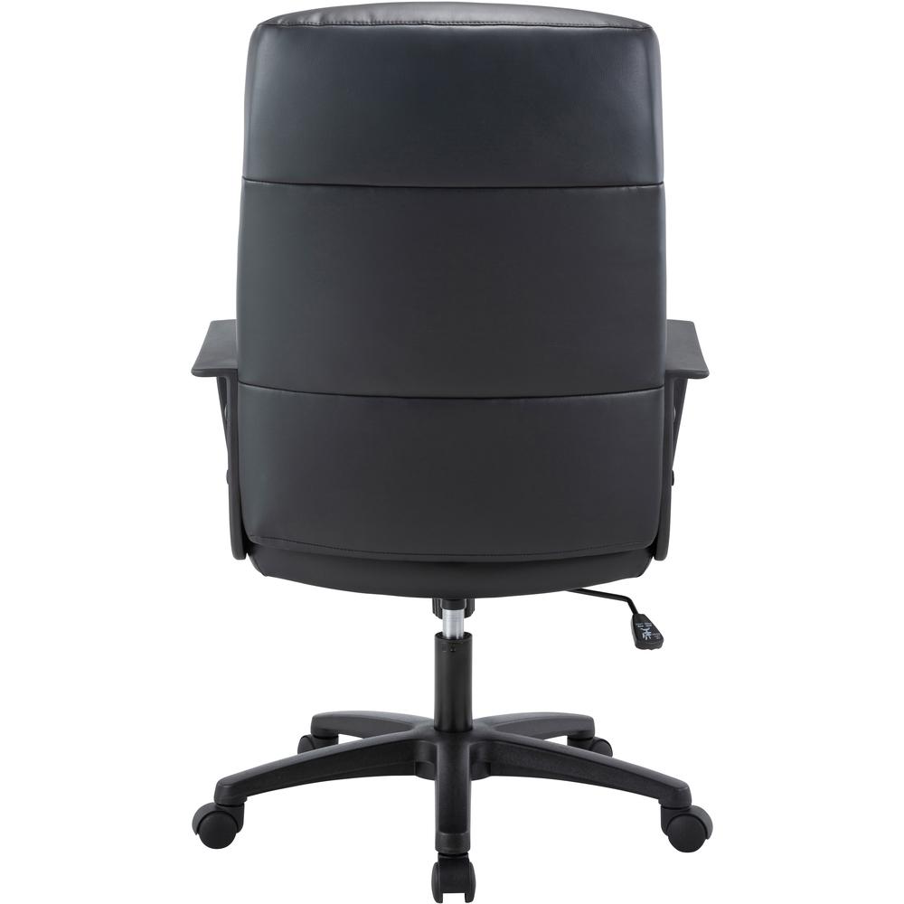 Lorell High-Back Bonded Leather Chair - Black Bonded Leather Seat - Black Bonded Leather Back - High Back - Armrest - 1 Each