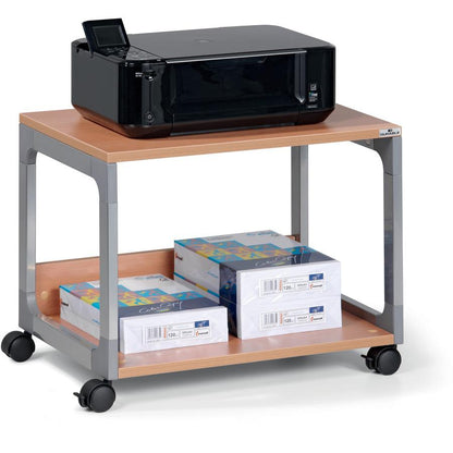 DURABLE System 48 Multifunction Trolley - 2 Shelf - 4 Casters - Metal, Steel, Melamine, Hardboard, Fiberglass, Plastic - x 3.6" Width x 17" Depth x 18.8" Height - Silver, Beech - 1 Each