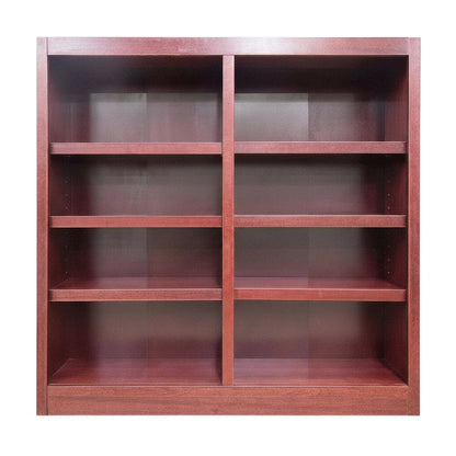 Cherry Finish Double Wide Bookcase with 8 Shelves and Adjustable Storage
