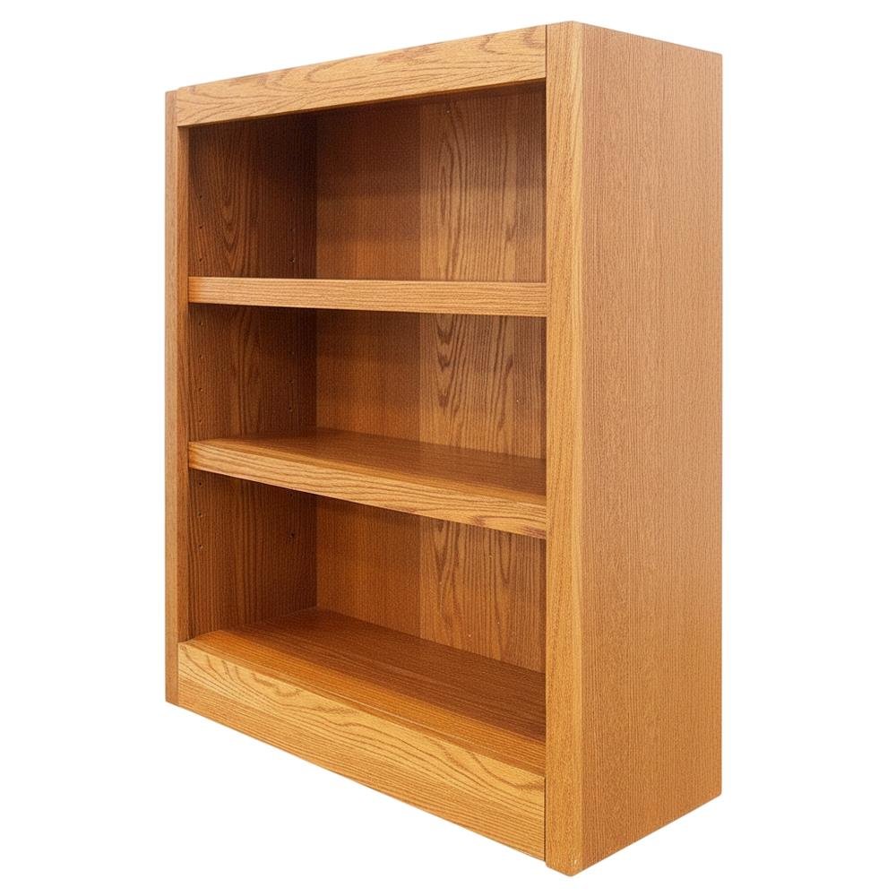 Dark oak finish Single wide bookcase, 3 adjustable shelves, sturdy construction