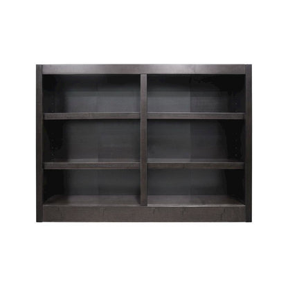 Espresso Finish Double Wide Bookcase with 6 Shelves and Adjustable Storage
