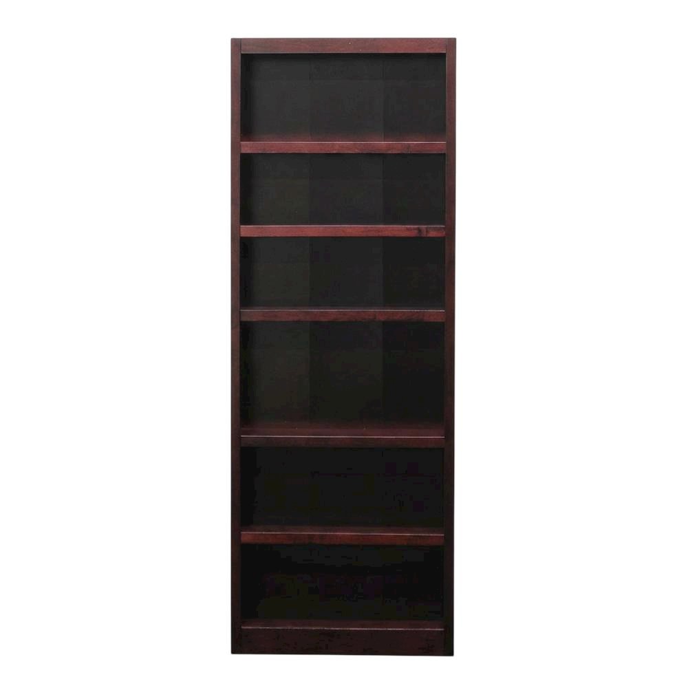 Cherry Finish Single Wide Bookcase with 6 Adjustable Shelves