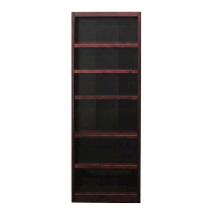 Cherry Finish Single Wide Bookcase with 6 Adjustable Shelves