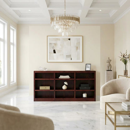 Cherry Finish Wall Storage with 6 Adjustable Shelves