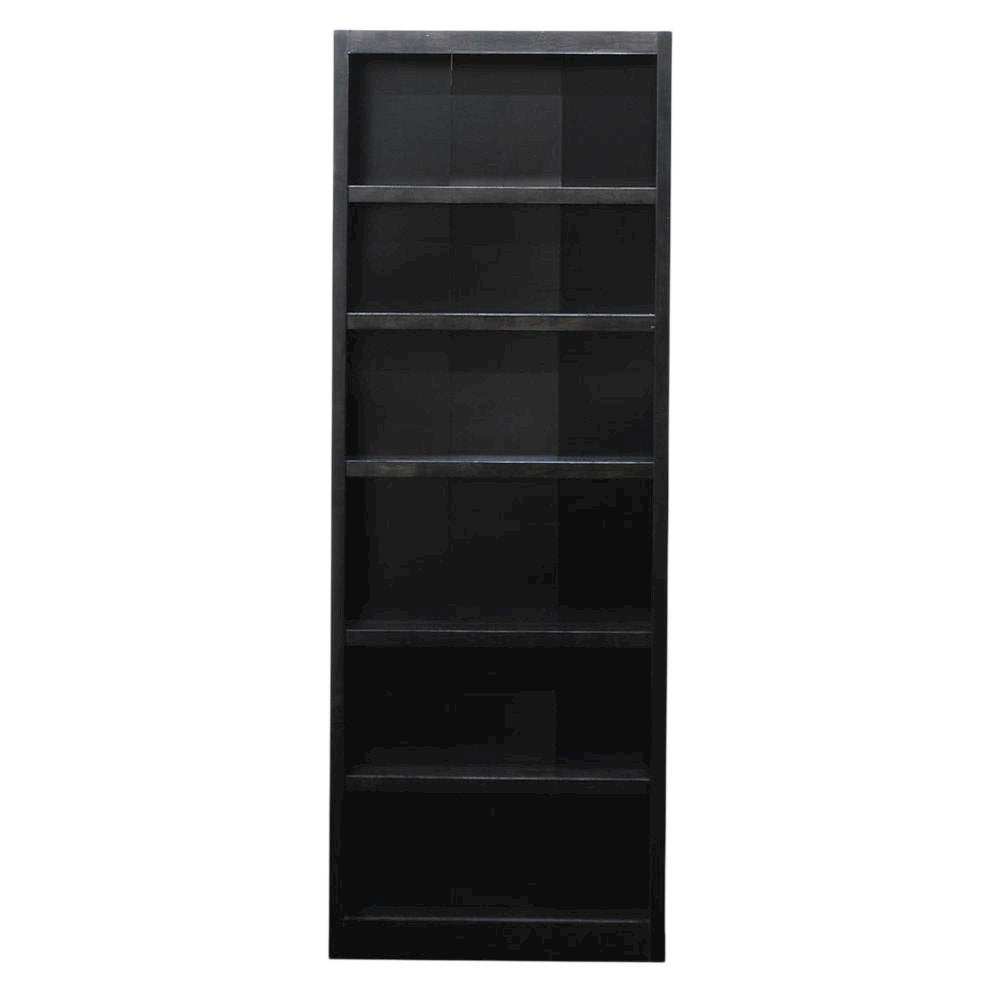 Espresso Wide Bookcase with 6 Shelves and Adjustable Storage Spaces