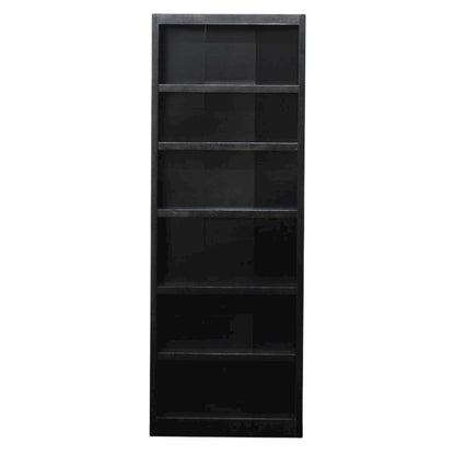 Espresso Wide Bookcase with 6 Shelves and Adjustable Storage Spaces