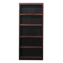 Cherry Finish Single Wide Bookcase with 5 Shelves and Adjustable Storage