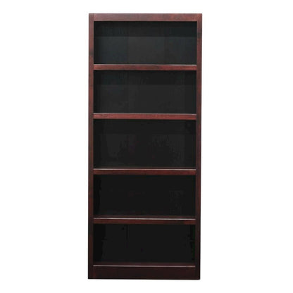 Cherry Finish Single Wide Bookcase with 5 Shelves and Adjustable Storage