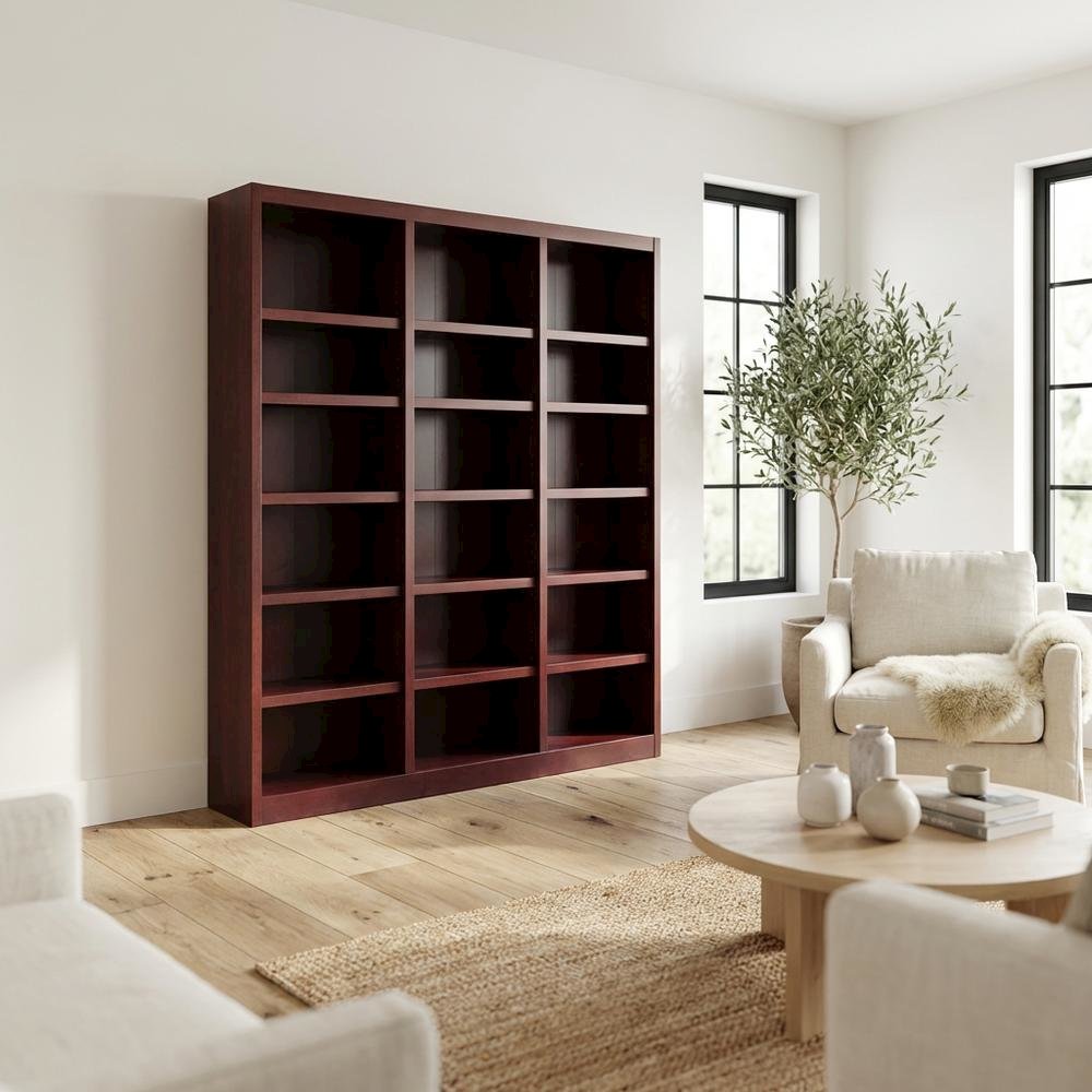 Cherry Finish Wall Storage Unit with Adjustable Shelves and Sturdy Design