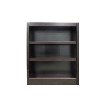 Espresso Finish Single Wide Bookcase with 3 Shelves and Sturdy Construction