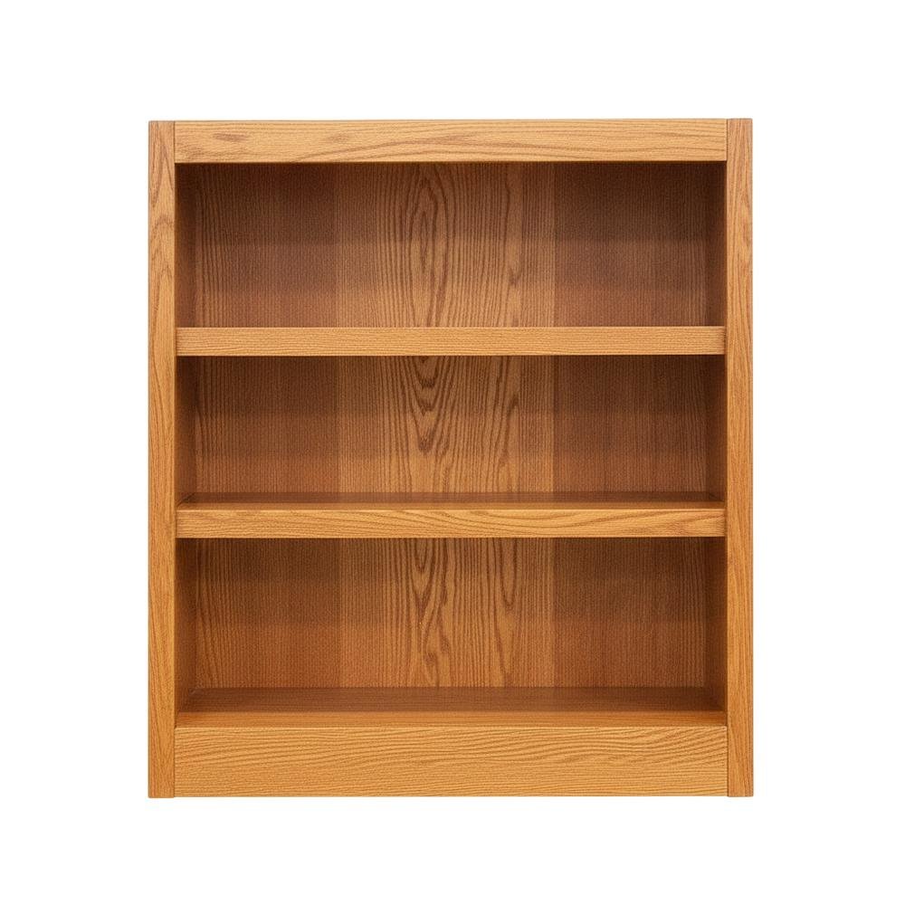Dark oak finish Single wide bookcase, 3 adjustable shelves, sturdy construction
