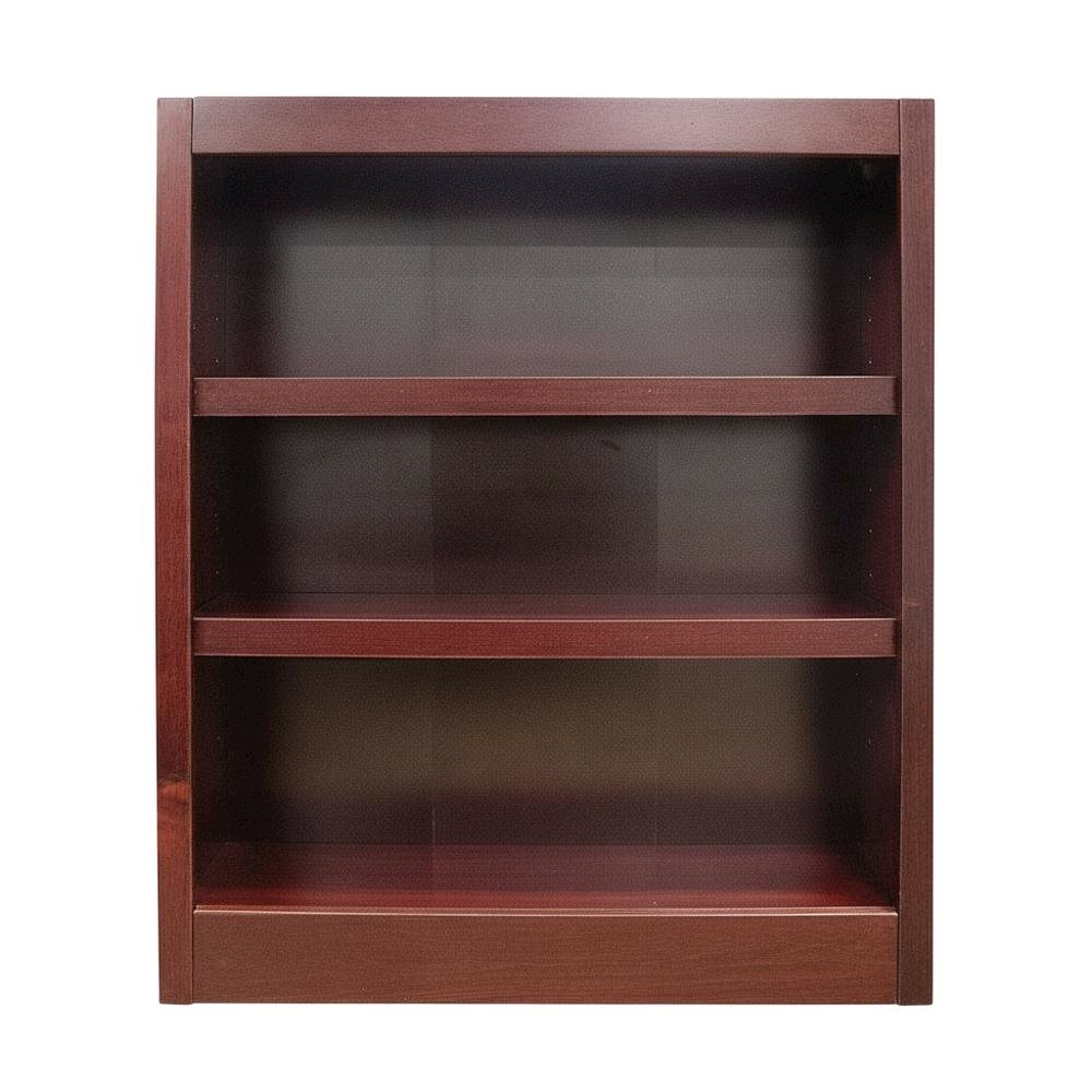 Cherry Finish Single Bookcase, Adjustable and Fixed Shelves, Living Room Storage