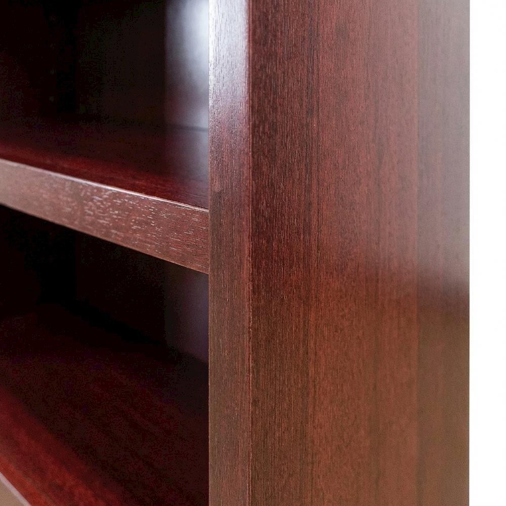 Cherry Finish Single Bookcase, Adjustable and Fixed Shelves, Living Room Storage