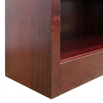 Cherry Finish Single Bookcase, Adjustable and Fixed Shelves, Living Room Storage