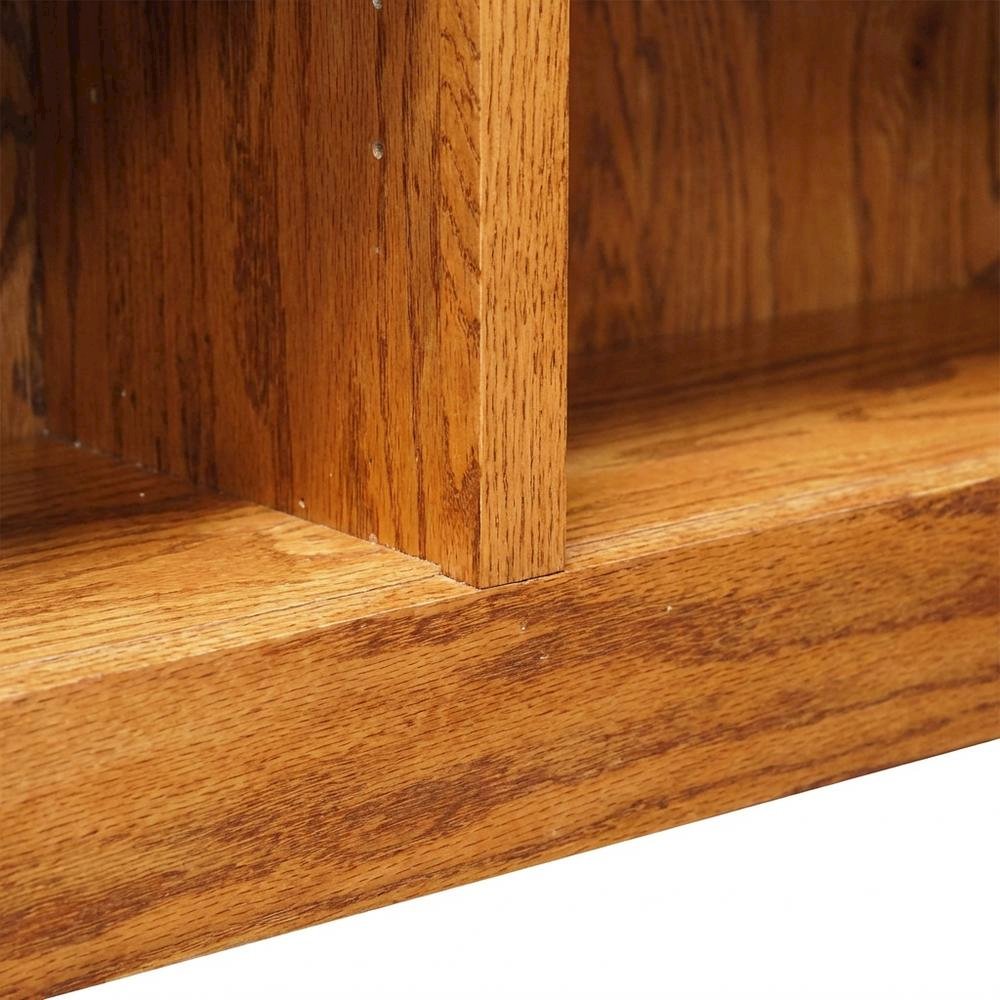 Dry Oak Finish Double Wide Bookcase with 6 Shelves and Sturdy Construction